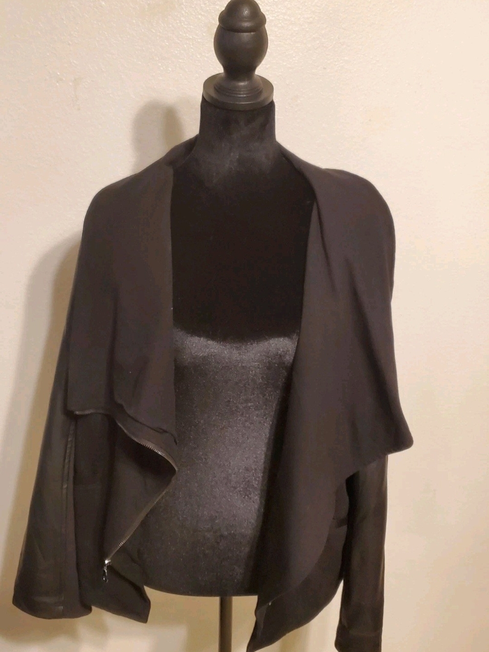 Draped Open-Front Black Jacket